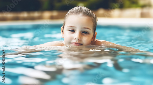 A calm child floats gently ...