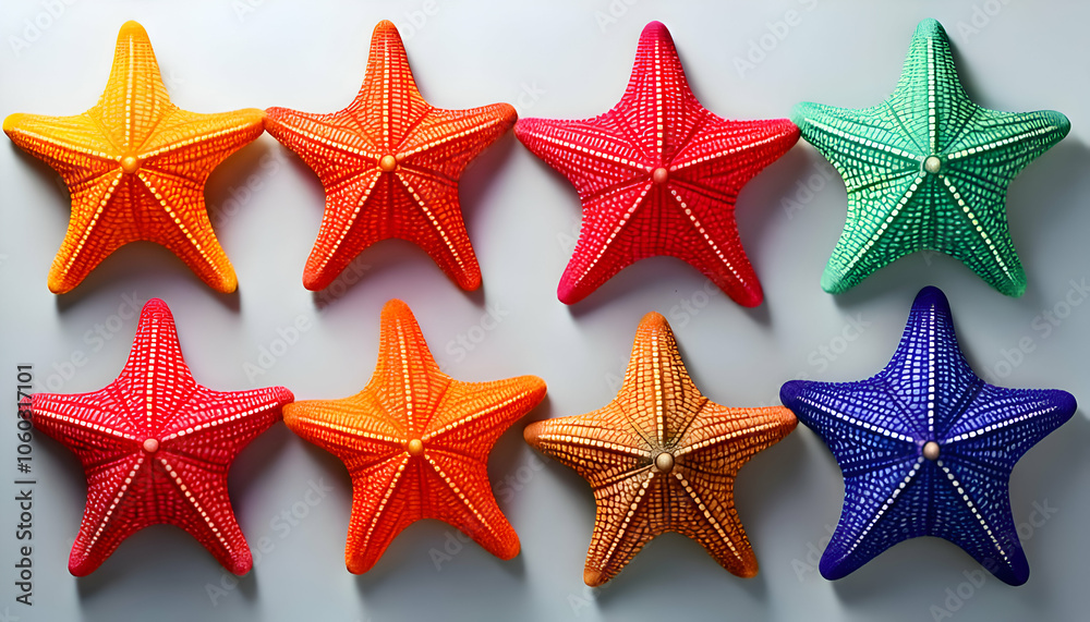 Obraz premium Set of colorful starfish in vivid colors, cut out