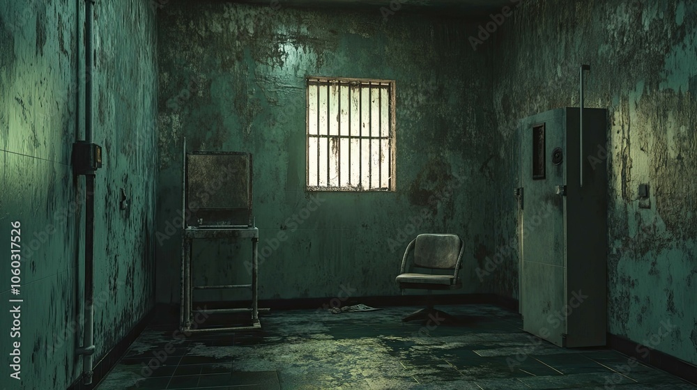 Abandoned Interrogation Room interior Abandoned Interrogation Room interior