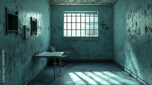 Abandoned Interrogation Room interior 