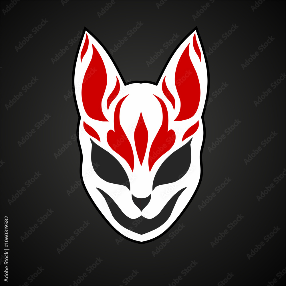 illustration vector graphic of design kitsune fox mask from Japan illustration vector graphic of design kitsune fox mask from Japan