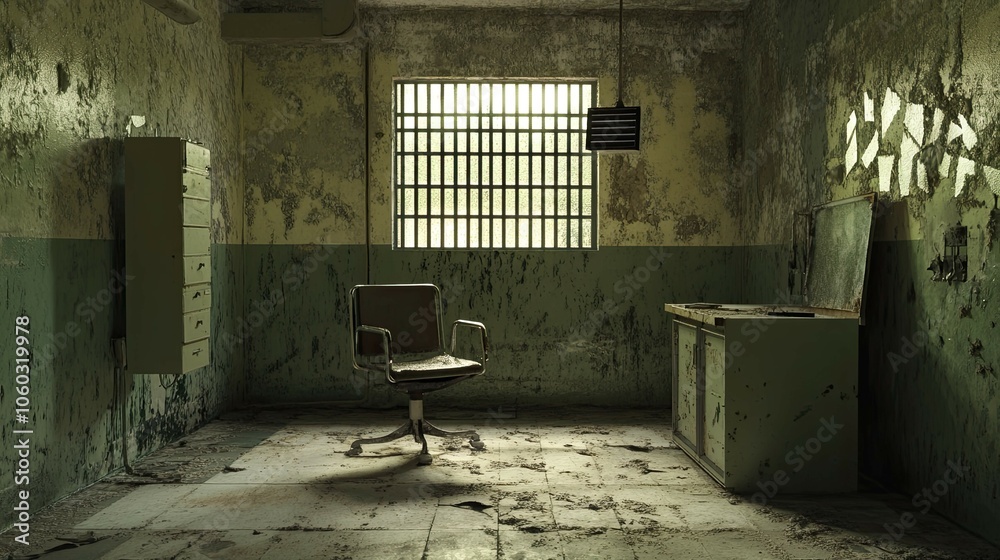 Abandoned Interrogation Room interior Abandoned Interrogation Room interior