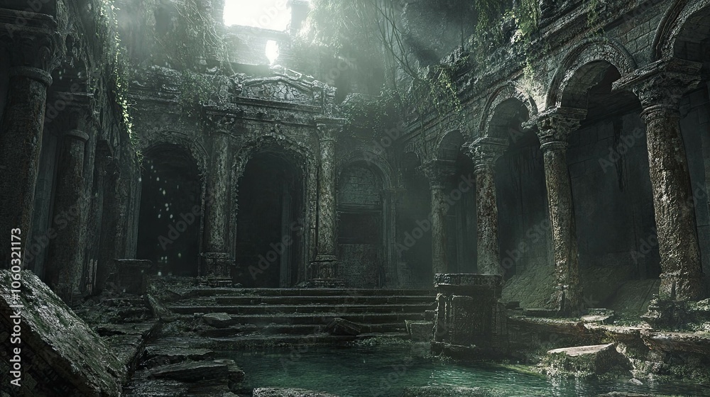 Fototapeta premium Ancient Ruins with Hidden Horrors interior