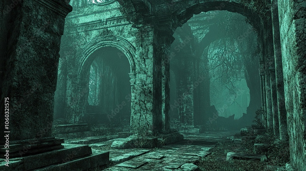 Fototapeta premium Ancient Ruins with Hidden Horrors interior