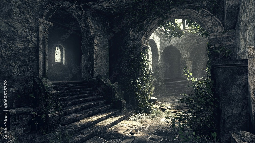 Obraz premium Ancient Ruins with Hidden Horrors interior