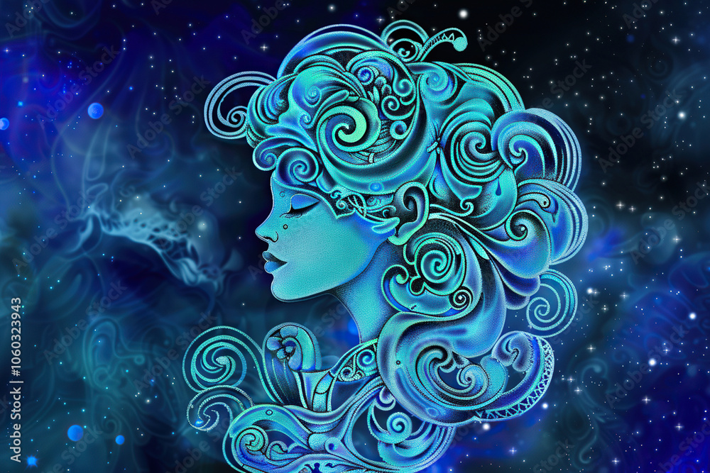 Astrological composition with concept of Virgo zodiac sign symbol Astrological composition with concept of Virgo zodiac sign symbol