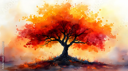Autumn Tree Watercolor Illu...