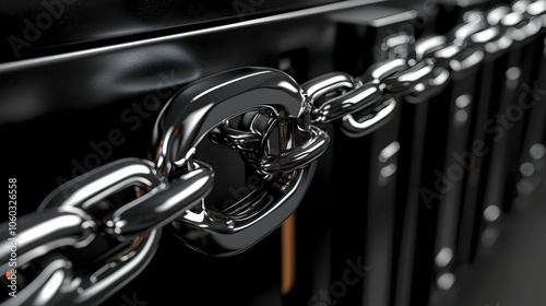 Shiny Metal Chain on Black ...