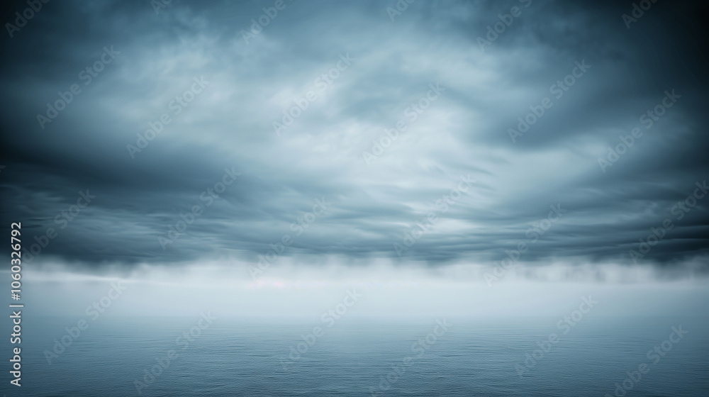 Obraz premium A blue sky with clouds and a horizon. The horizon is in the background