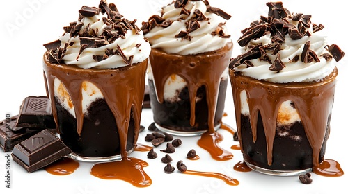 Decadent chocolate sundaes delight dessert lovers with rich flavorful toppings photo