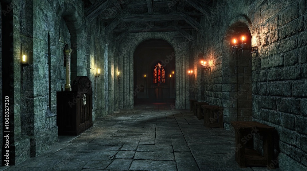 Fototapeta premium Haunted Castle Mountain interior 