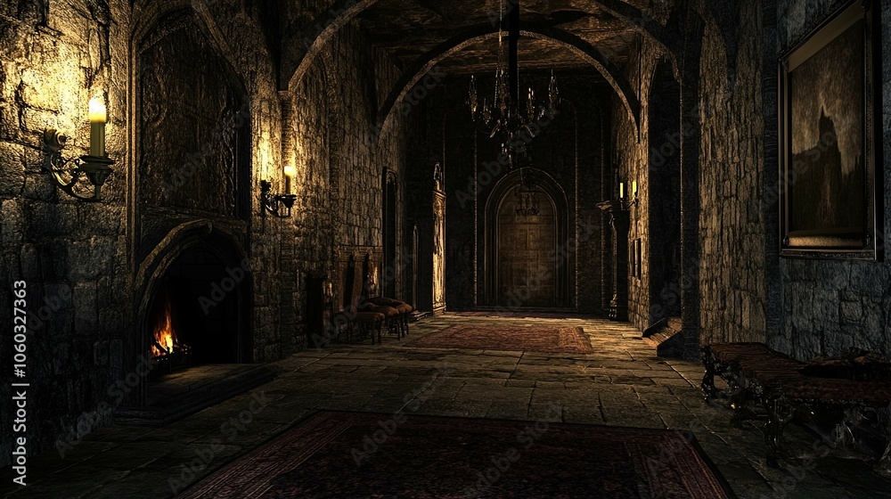 Obraz premium Haunted Castle Mountain interior 