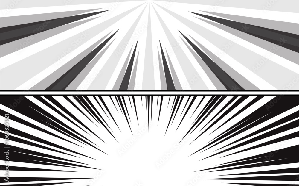 Naklejka premium Comic panel background with burst radial effect