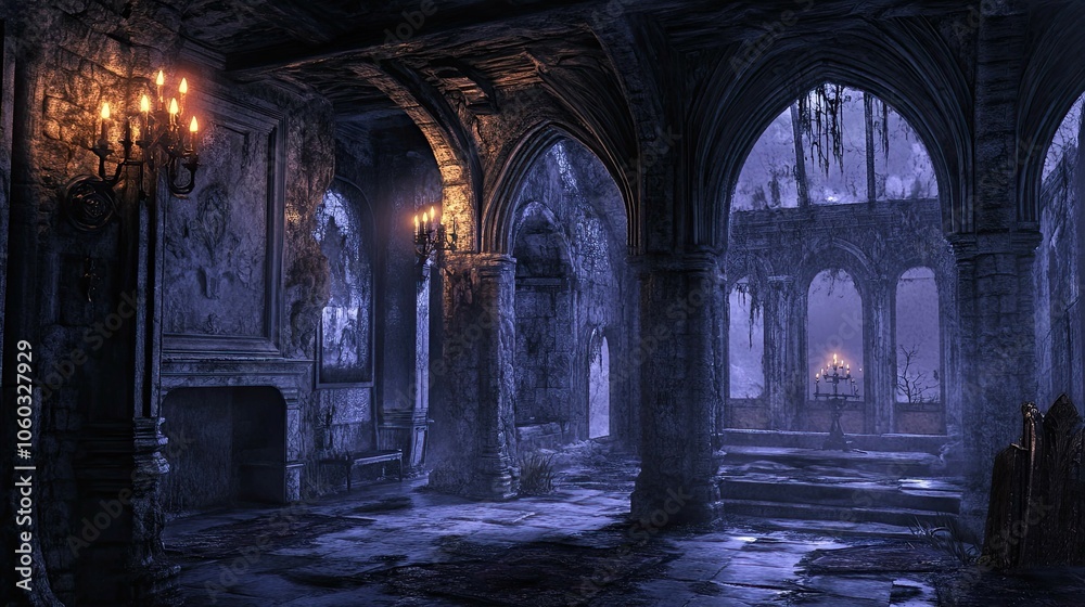 Obraz premium Haunted Castle Mountain interior