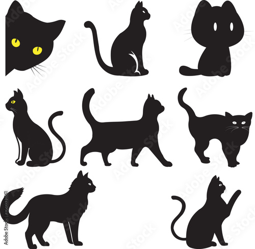 a beautiful cute black silhouette animals shape cat icon 