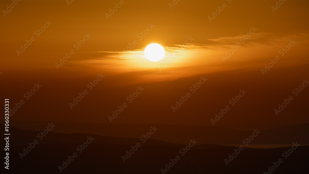 Hazy sunset over the Croatian Adriatic islands Krk and Cres. Hazy sunset over the Croatian Adriatic islands Krk and Cres.
