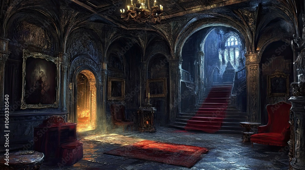 Fototapeta premium Haunted Castle Mountain interior 