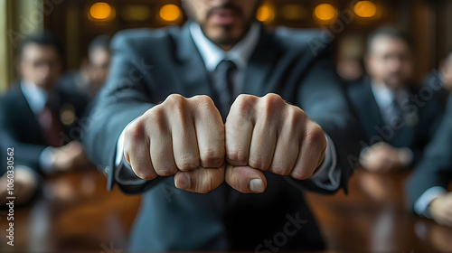 Closeup of Fists, Man in Su...