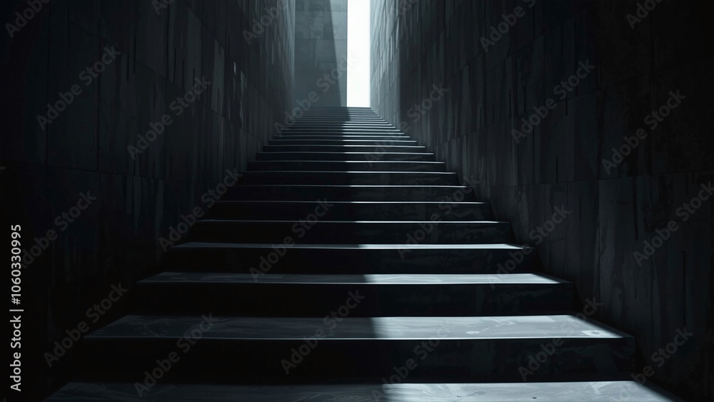 Illuminated Staircase in Dark Environment. Illuminated Staircase in Dark Environment.