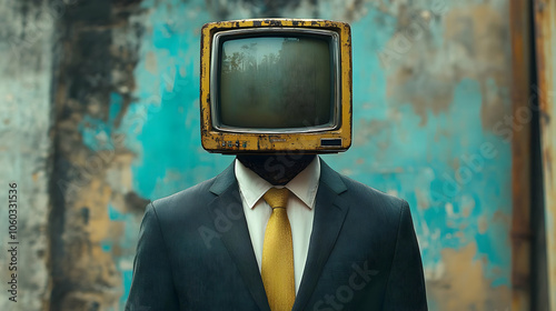 Vintage Television Head Ill...