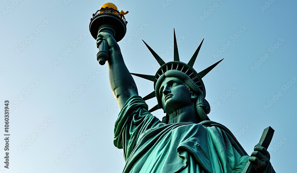 Fototapeta premium statue liberty ano novo brazil features dramatic copper exterior intricate details ornate decorations massive structure
