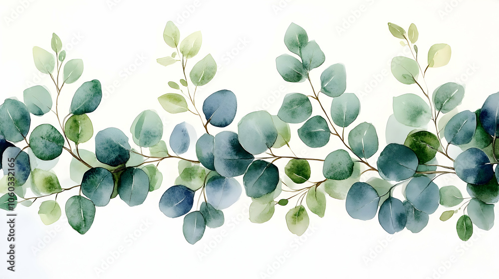 Obraz premium Watercolor Eucalyptus Branch Illustration