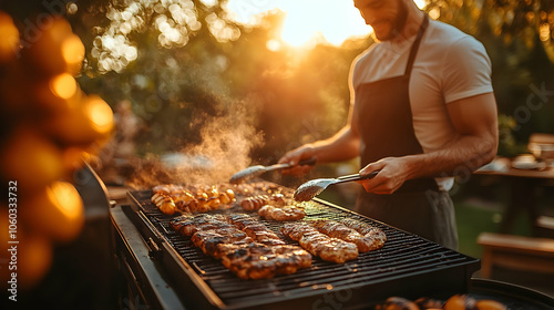Grilling Food On A Hot Summ...