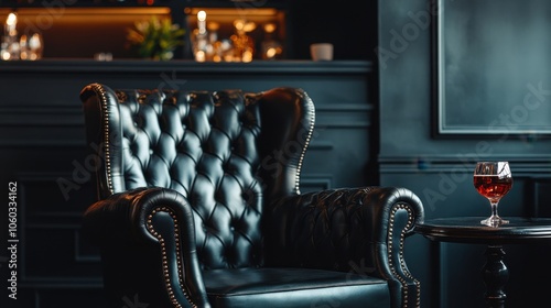 Cozy Chesterfield Armchair in Luxury Lounge photo