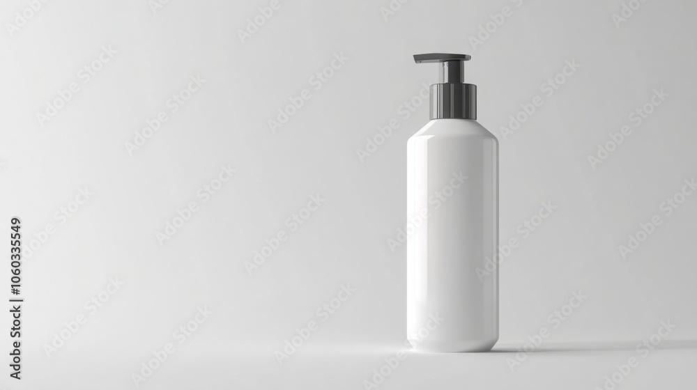 Realistic 3D render of a shampoo bottle featuring a stylish, streamlined design and a detailed, well-defined label. Realistic 3D render of a shampoo bottle featuring a stylish, streamlined design and a detailed, well-defined label.
