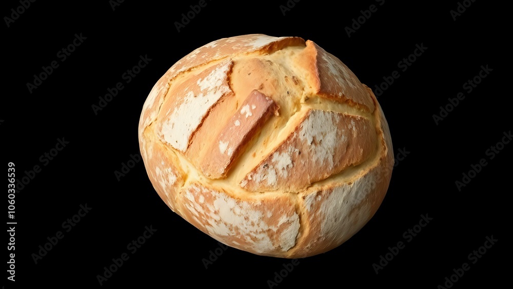 Sourdough Bread Loaf on Black Background Sourdough Bread Loaf on Black Background