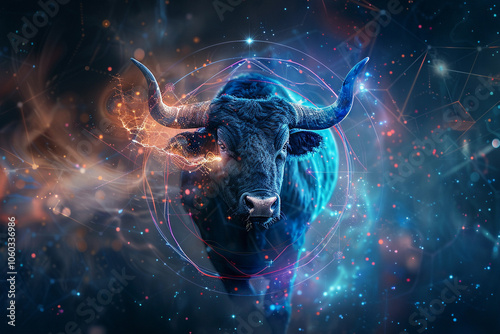 Astrological abstract composition with Taurus zodiac sign symbol