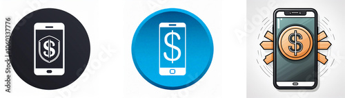 Wallpaper Mural Three different depictions of a smartphone with a dollar sign inside a circle. Torontodigital.ca