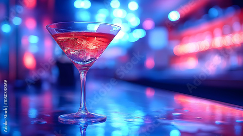 Glass of Cocktail on a Bar ...