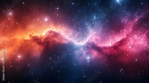 Cosmic Nebula Background - Red and Blue Glowing Gas Clouds