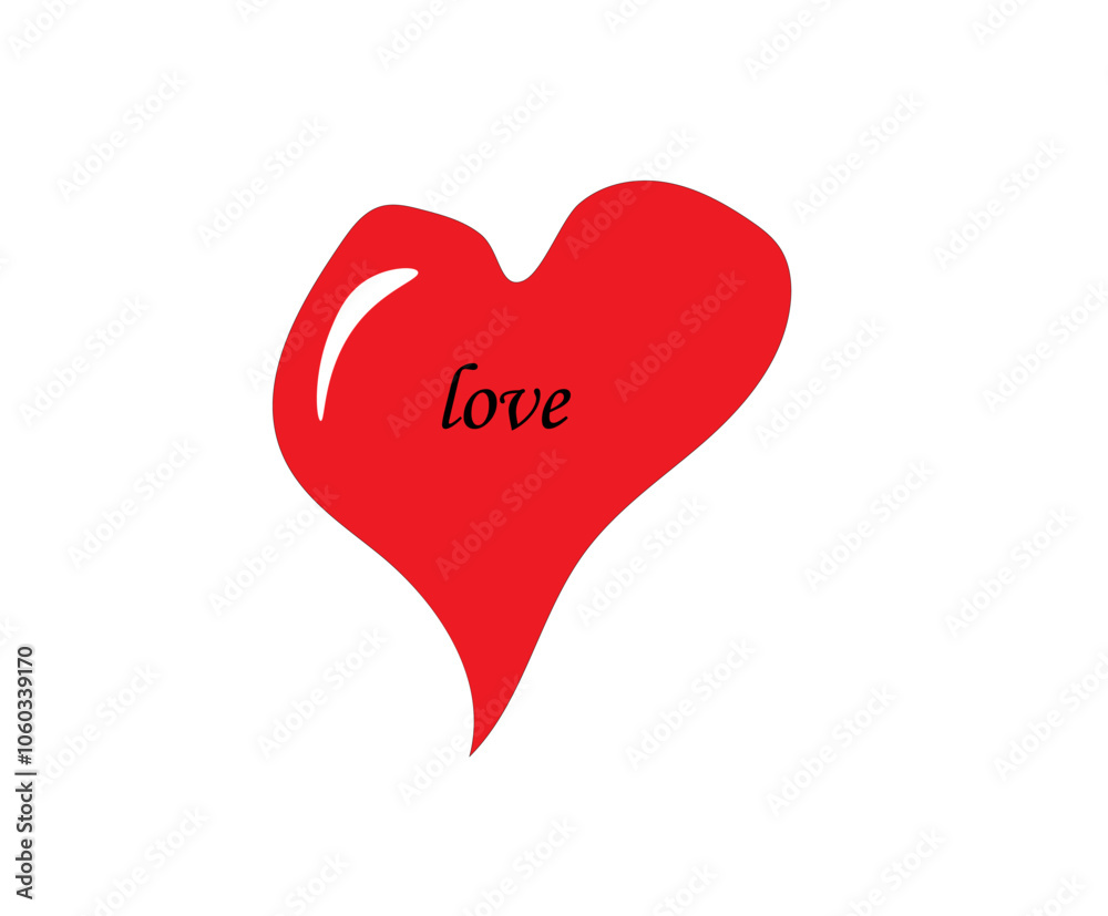 Obraz premium love text in a red heart on a white background