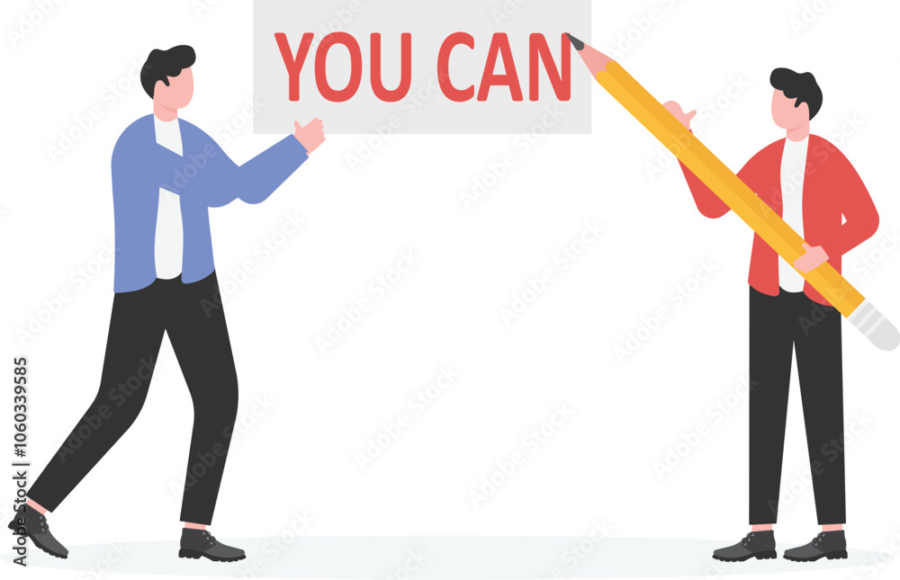 Fototapeta premium Motivate and encourage others, give them courage and self-confidence to overcome difficulties and timidity,