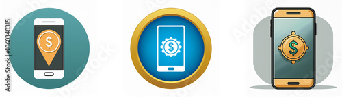 Wallpaper Mural Three icons depicting smartphones with a dollar sign. Torontodigital.ca