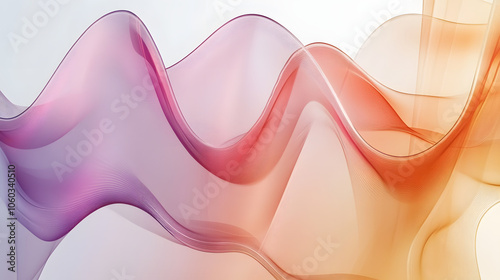 abstract Flowing gradient transparent multilayer glass background, translucent glossy 3d rendering. vibrant colorful purplee and pink wave glass wallpaper with chromatic aberation photo