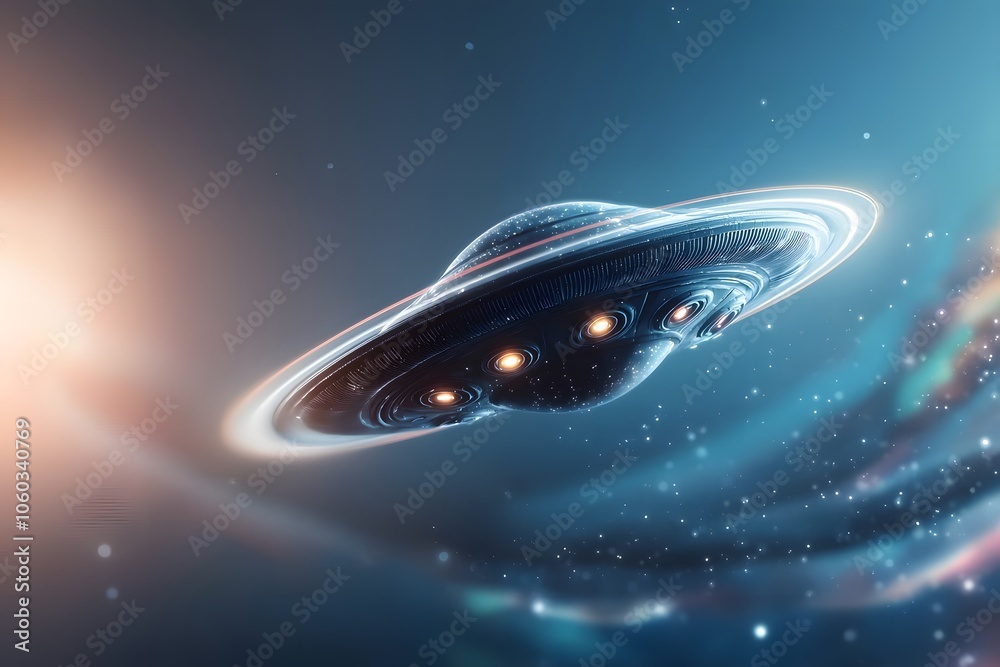 Futuristic Alien Spaceship in Cosmic Environment Futuristic Alien Spaceship in Cosmic Environment