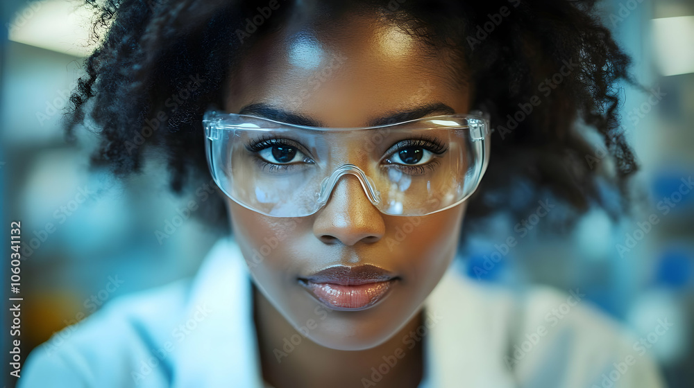 Woman Scientist Wearing Safety Glasses - Realistic Image