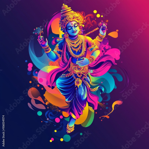 Happy Khrishna Janmashtami and dahi handi Hindu festival of happy shree lord krishna god born with janmashtami text and gradient background. abstract vector illustration design. photo