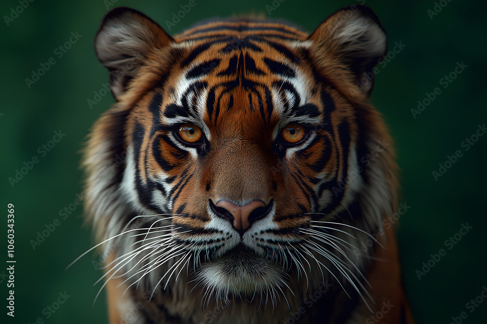 Fototapeta premium Majestic Bengal Tiger Close-Up with Intense Amber Eyes and Striking Markings