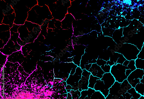 Cracks neon paint texture grunge background brush