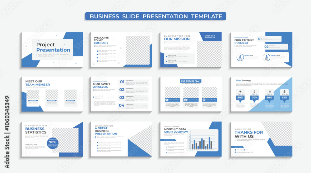 Creative business presentation slides template design set Creative business presentation slides template design set