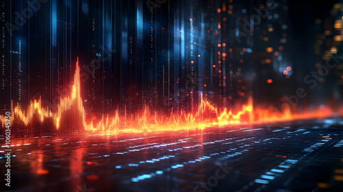 Abstract Neon Digital Data ...
