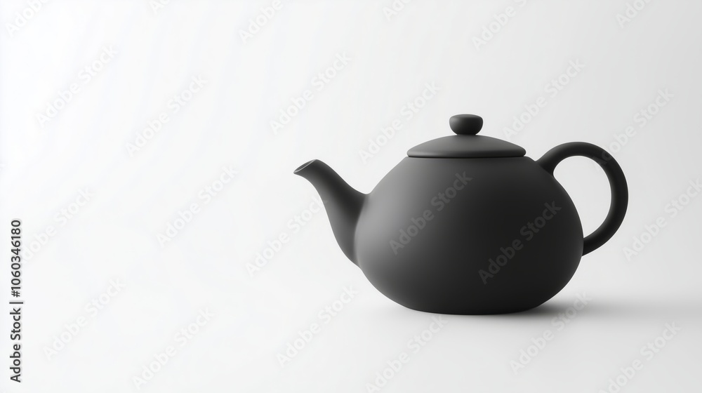 An Elegant Black Teapot on a Beautifully Minimalist Background for a Modern Aesthetic An Elegant Black Teapot on a Beautifully Minimalist Background for a Modern Aesthetic