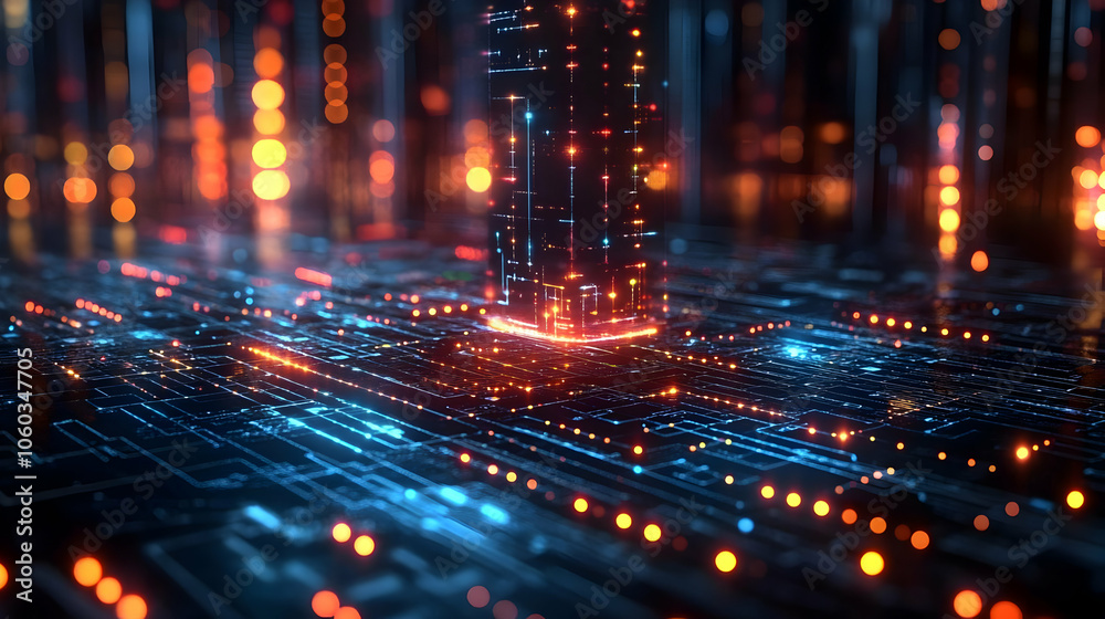 Fototapeta premium Abstract 3D Background - Futuristic Digital Cityscape