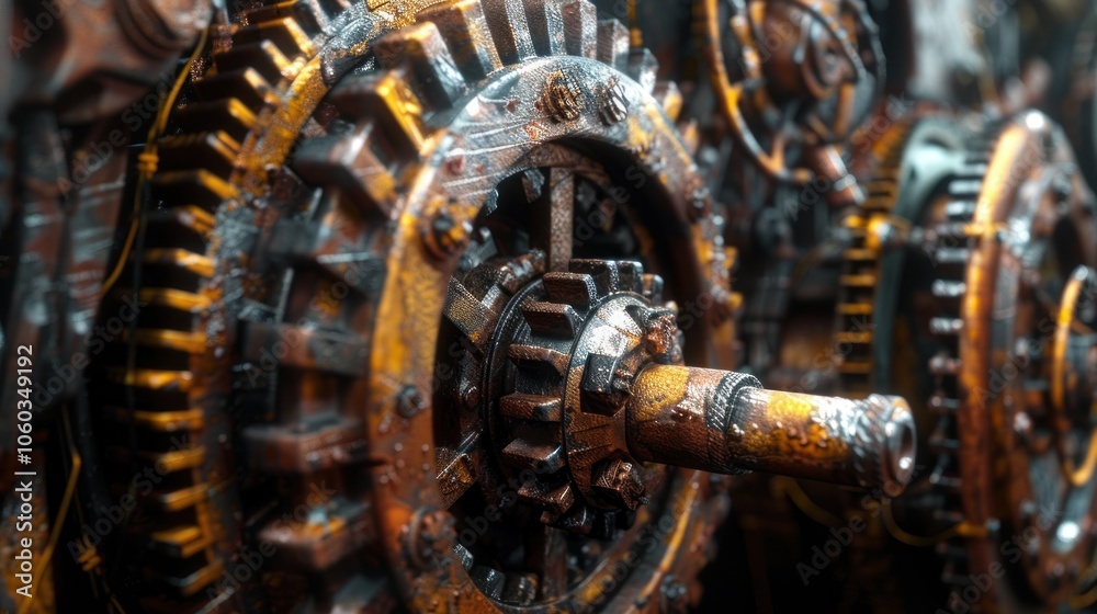 Close up of machine gears on industrial background. Close up of machine gears on industrial background.