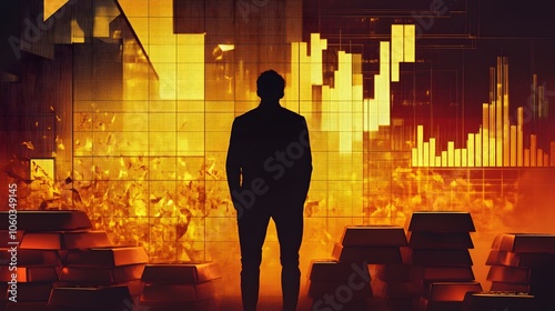Silhouetted Figure Amid Col...