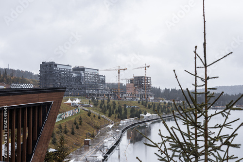 view of the ski resort of the mountain carpathians